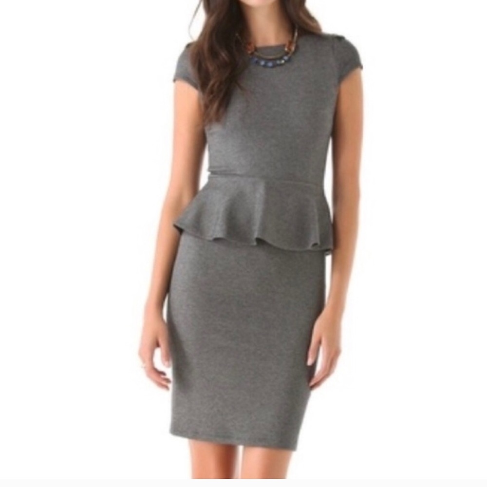 Alice and Olivia Peplum Gray Dress